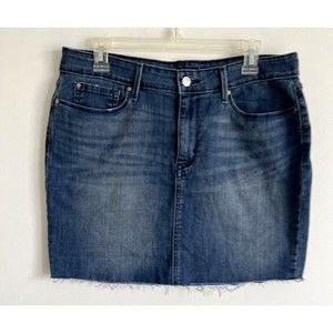 Signature by Levi's High Waisted Denim Mini Skirt Raw Hem Size 14